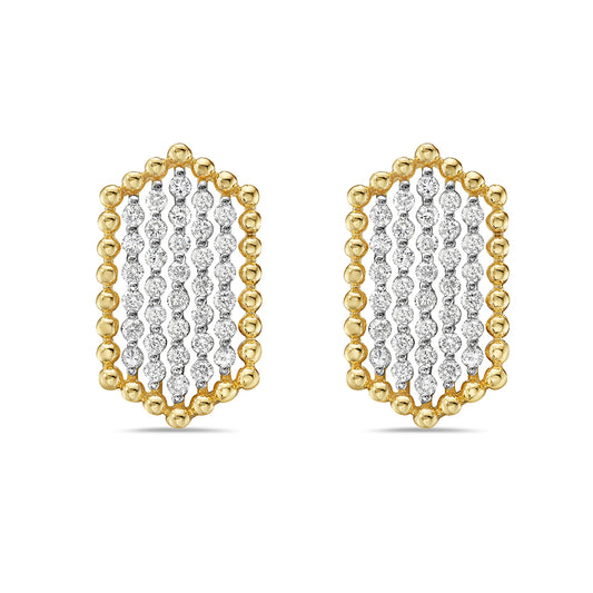 14K 21X12MM HEXAGON SHAPE EARRINGS WITH 68 DIAMONDS 1.24CT