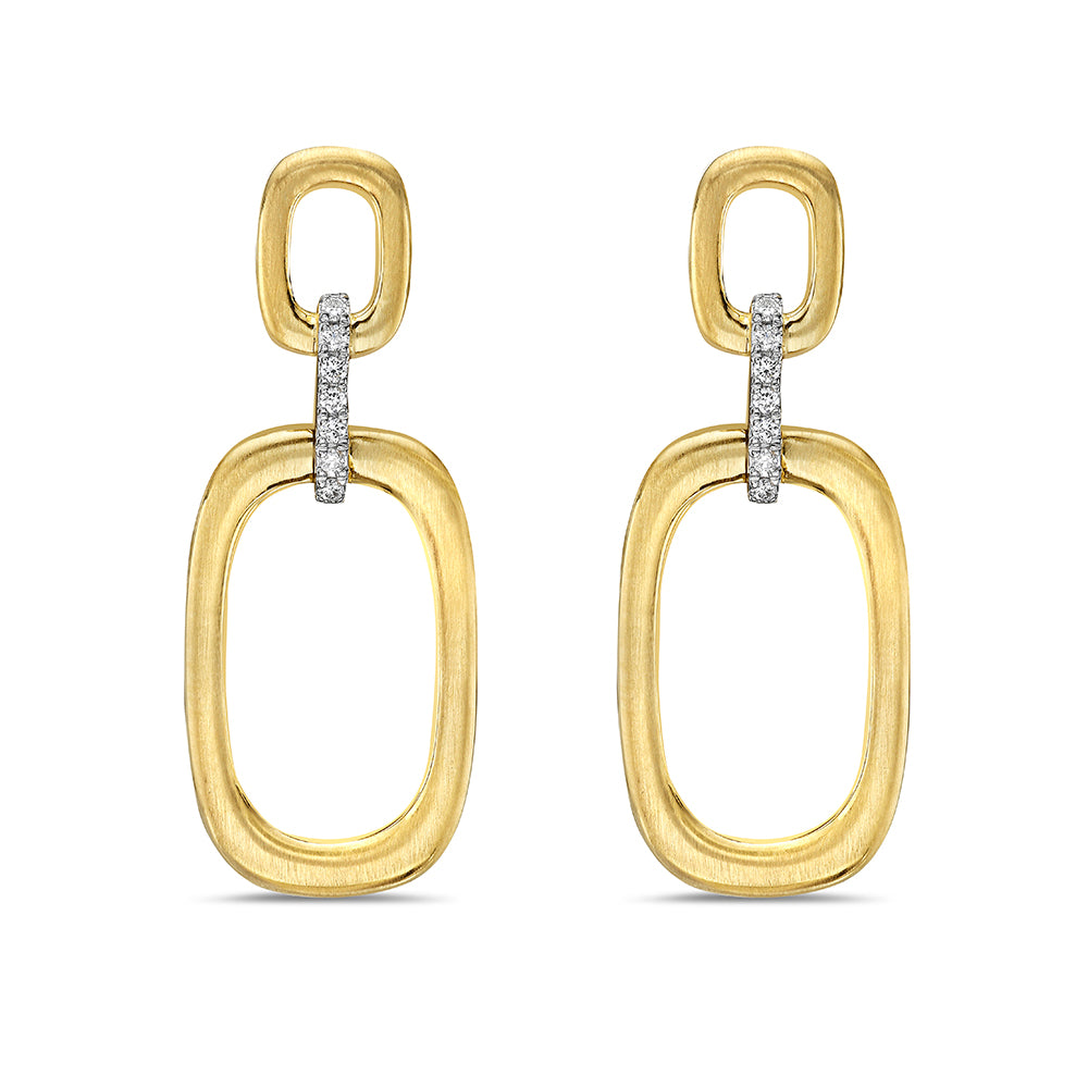 14K 30X14MM DOUBLE LOOP EARRINGS WITH 14 DIAMONDS 0.11CT