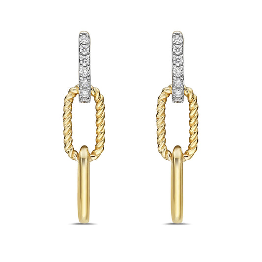 14K 30X7MM TRIPLE LOOP EARRINGS WITH 14 DIAMONDS 0.26CT