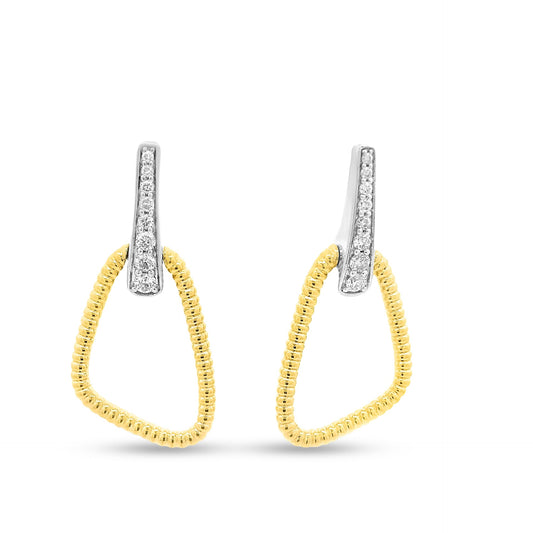 14K FREE FORM EARRINGS WITH 16 DIAMONDS 0.20CT