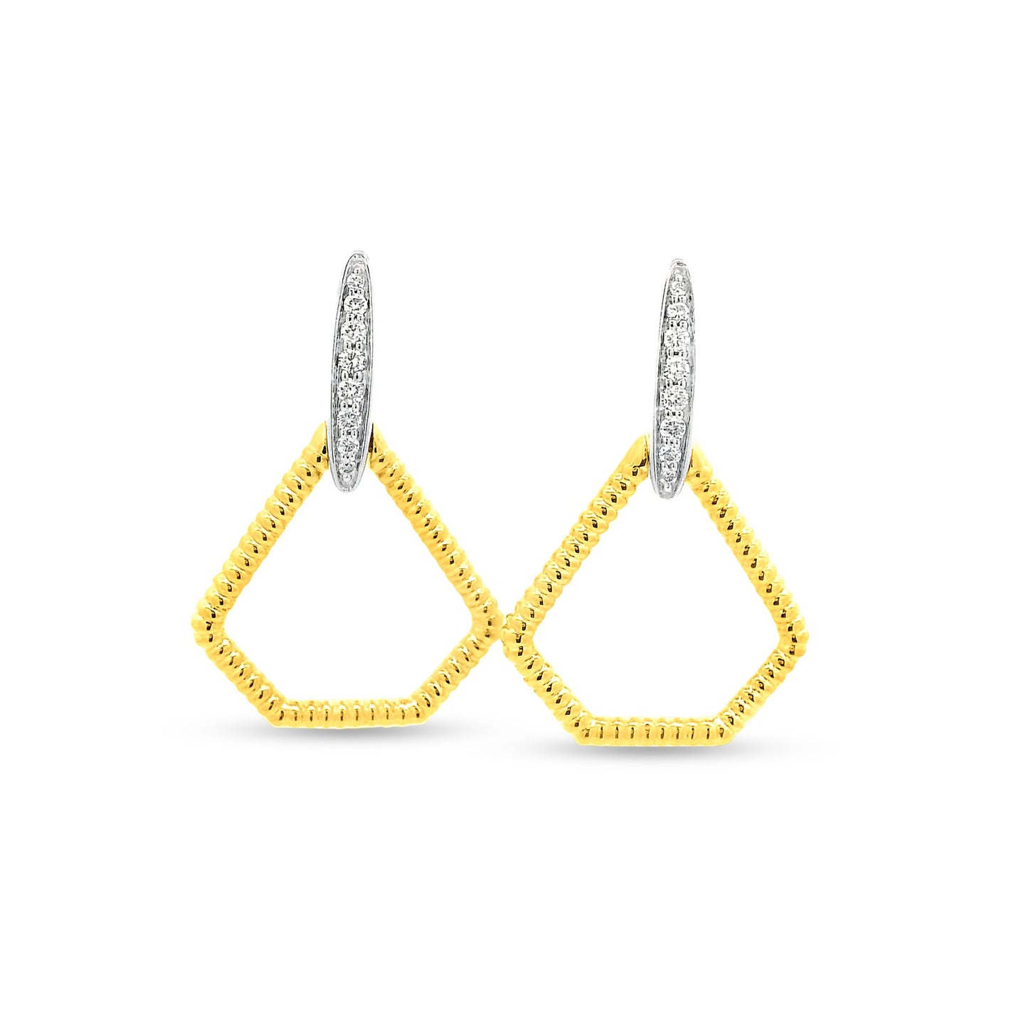 14K PENTAGON SHAPE EARRINGS WITH 16 DIAMONDS 0.13CT