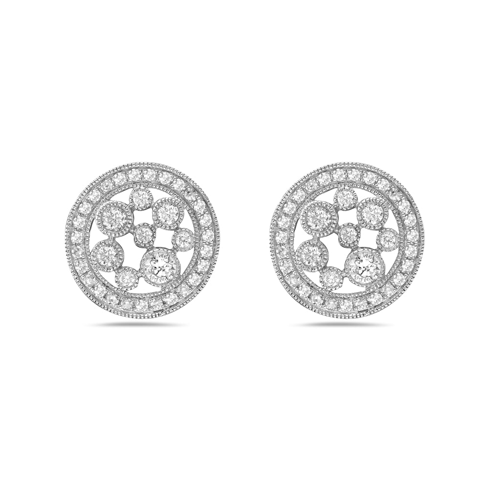 14K 13MM ROUND EARRINGS WITH 70 DIAMONDS 0.71CT