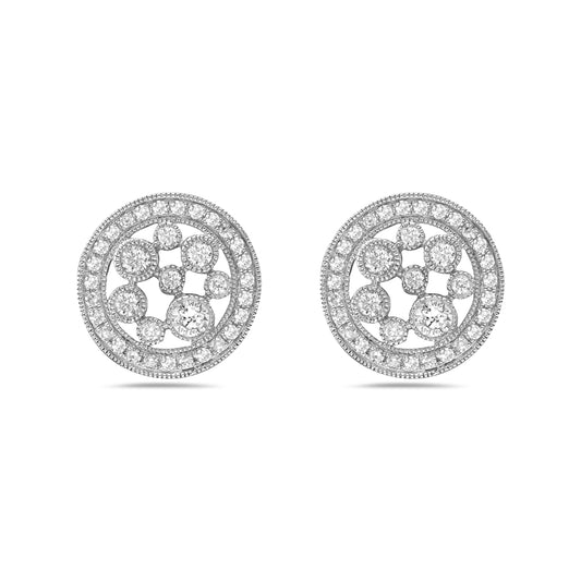 14K 13MM ROUND EARRINGS WITH 70 DIAMONDS 0.71CT