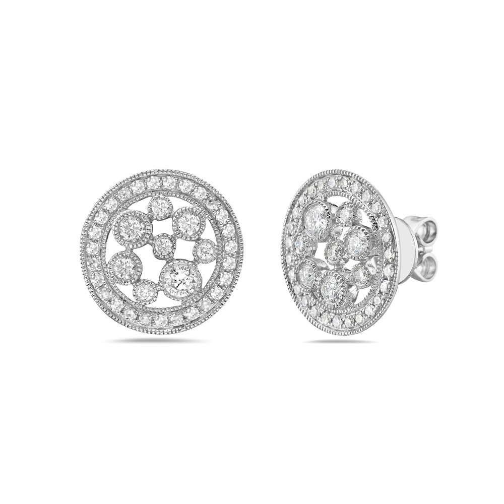 14K 13MM ROUND EARRINGS WITH 70 DIAMONDS 0.71CT