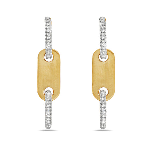 14k 36x8mm link earrings with 152 diamonds 0.56ct