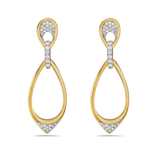 14k 34x11mm tear drop earrings with 62 diamonds 0.25ct