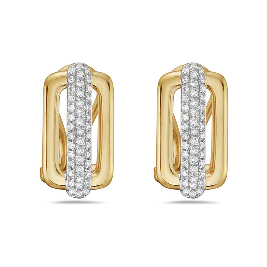 14k 15x8mm rectangular shape earrings with 86 diamonds 0.22ct