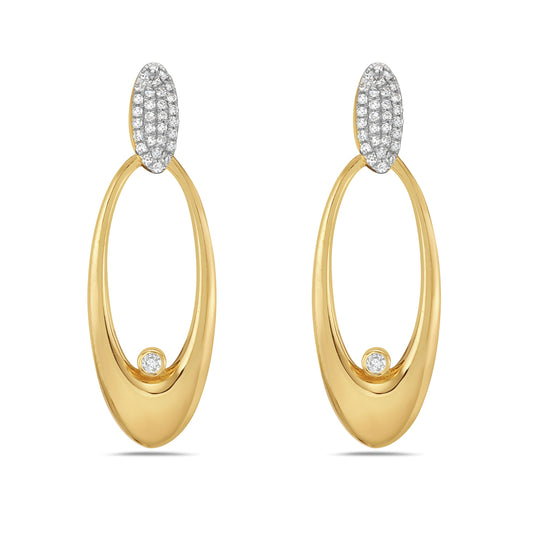 14k 33x11mm marquise shape earrings with 62 diamonds 0.21ct