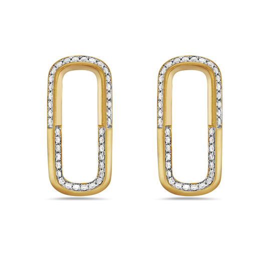 14k 22x11mm paper clip earrings with 76 diamonds 0.54ct