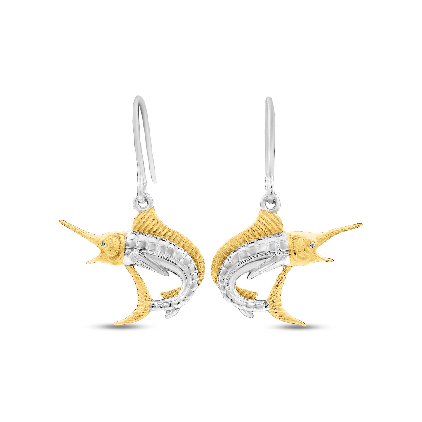 18mm x 20mm Sterling silver and gold plated marlin earrings