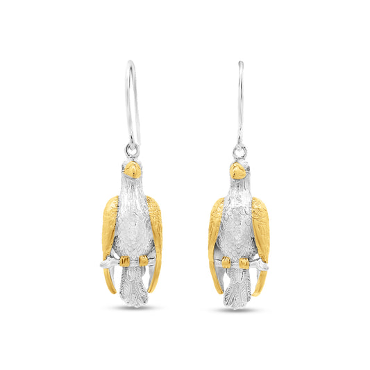 Sterling silver with 14K gold plating Osprey earrings