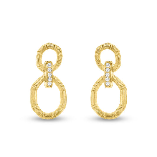 14k oval open design earrings with 10 diamonds 0.05ct