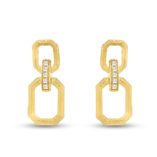 14k open rectangle design earrings with 10 diamonds 0.05ct