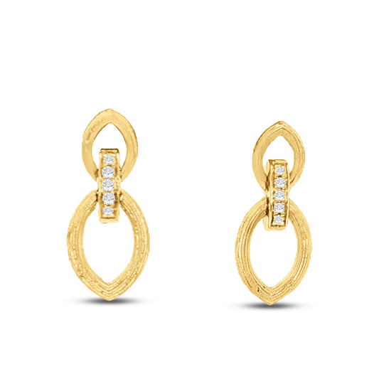 14KY double oval earrings with 10 diamonds 0.05ct