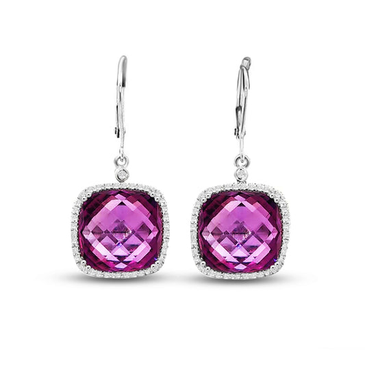 14K AMETHYST & DIAMOND DROP EARRINGS
