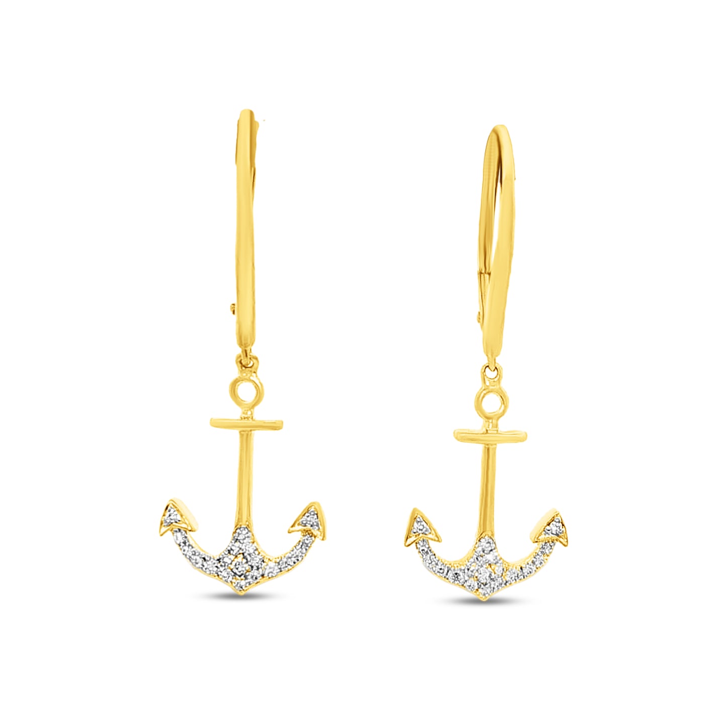14K DIAMOND ANCHOR EARRINGS
