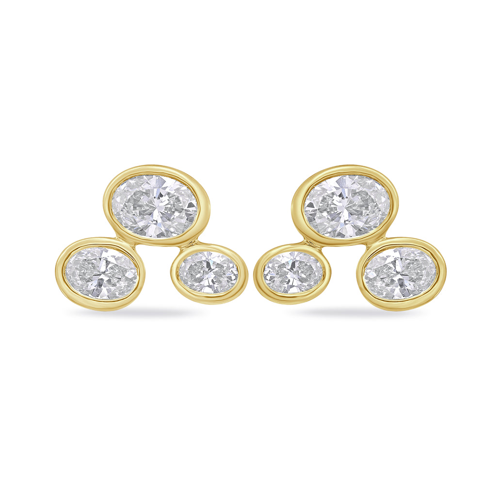 14k bezel set diamond earrings