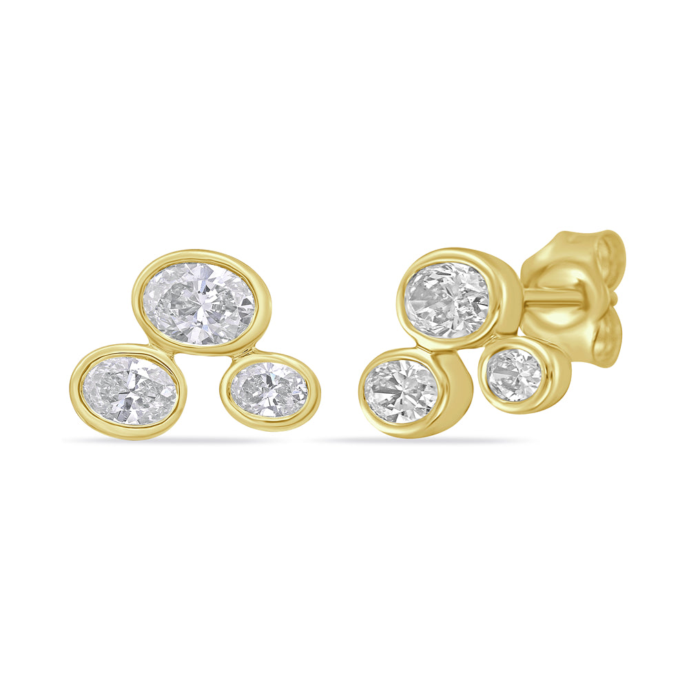 14k bezel set diamond earrings