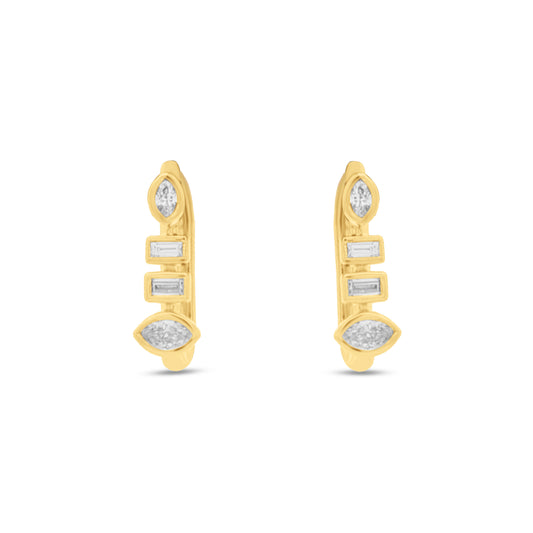 14K Earring with 8 Diamonds 4 straight Baguettes .18ct 4 Marquise .44ct tw .62ct
