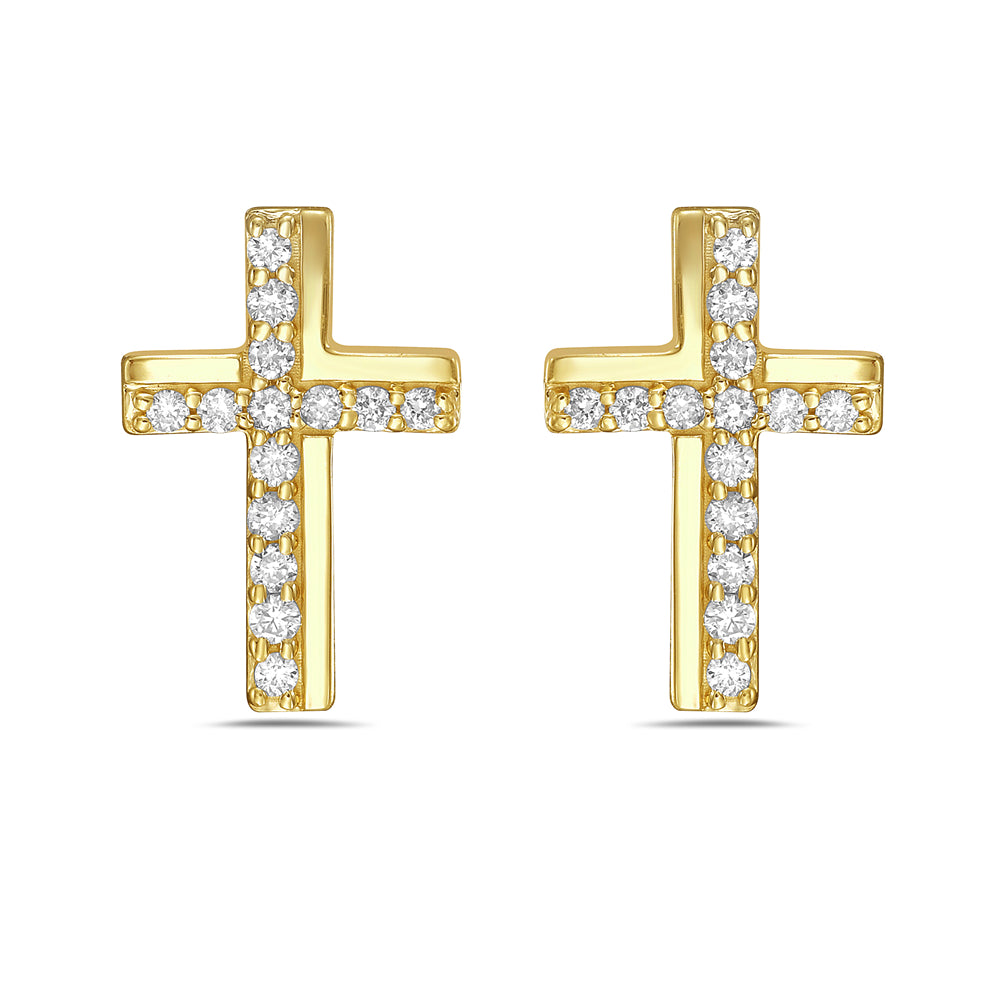 14KY cross earrings with diamonds 0.13ct wt. 5.5