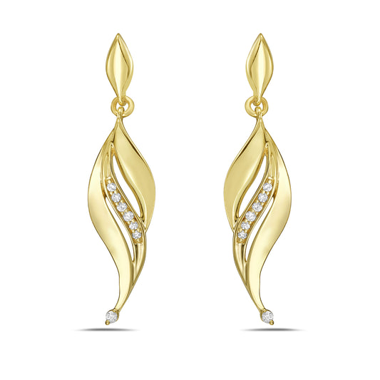 14KY diamond swirl earrings 0.07ct tw 5.5