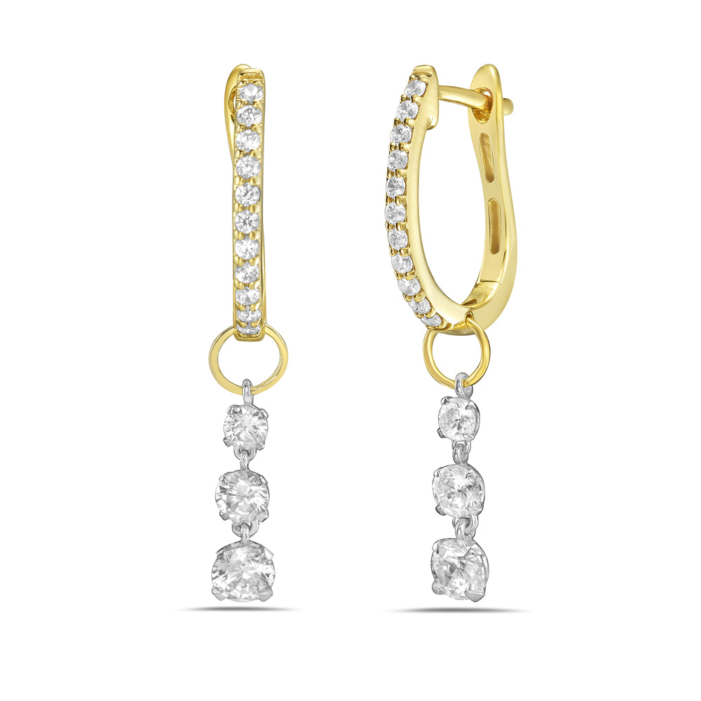 14K drop earrings with 28 round diamonds 1.0ct tw 5.5