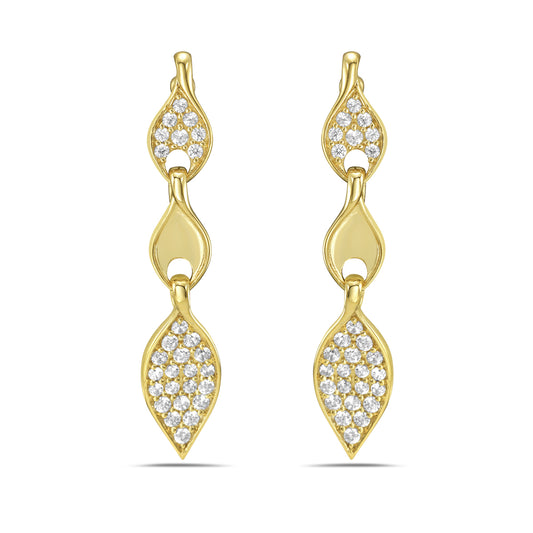 Three Teardrop Gold & Diamond Earrings 5.5