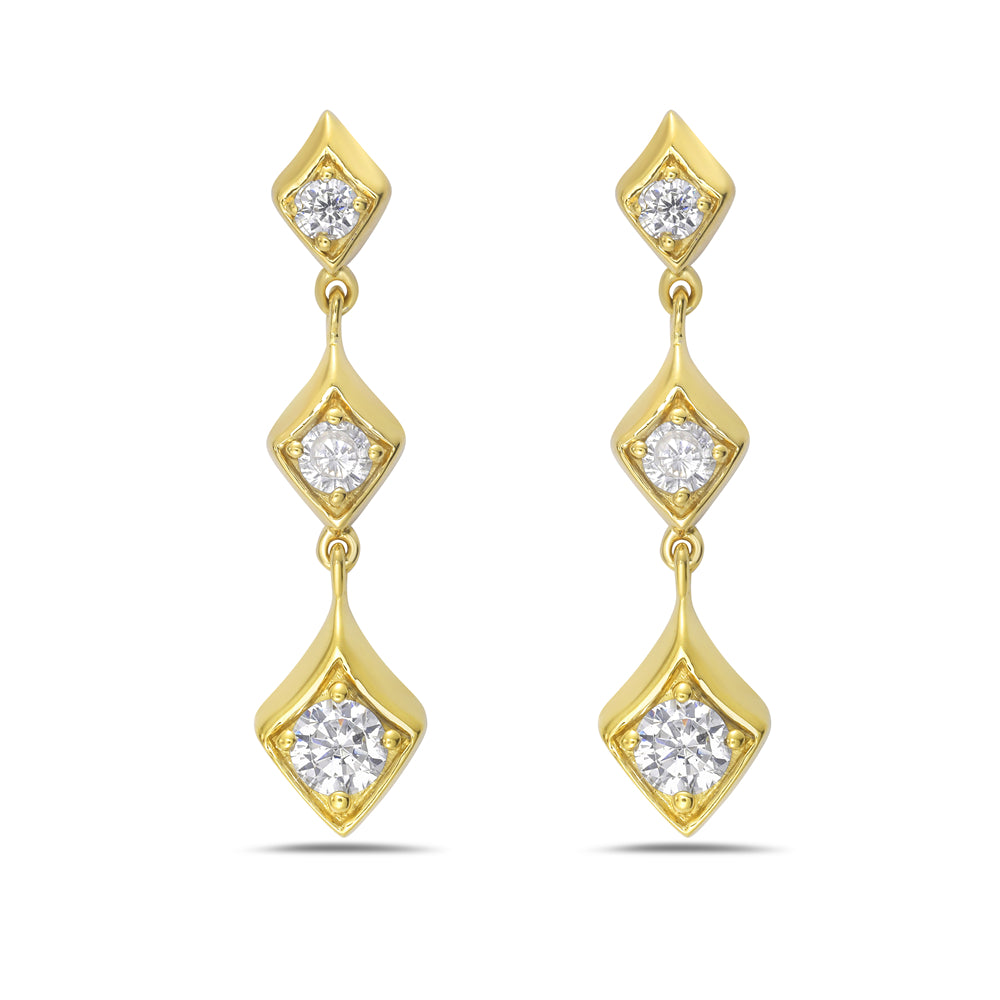 14k drop earrings with 6 round diamonds 0.50ct 5.5