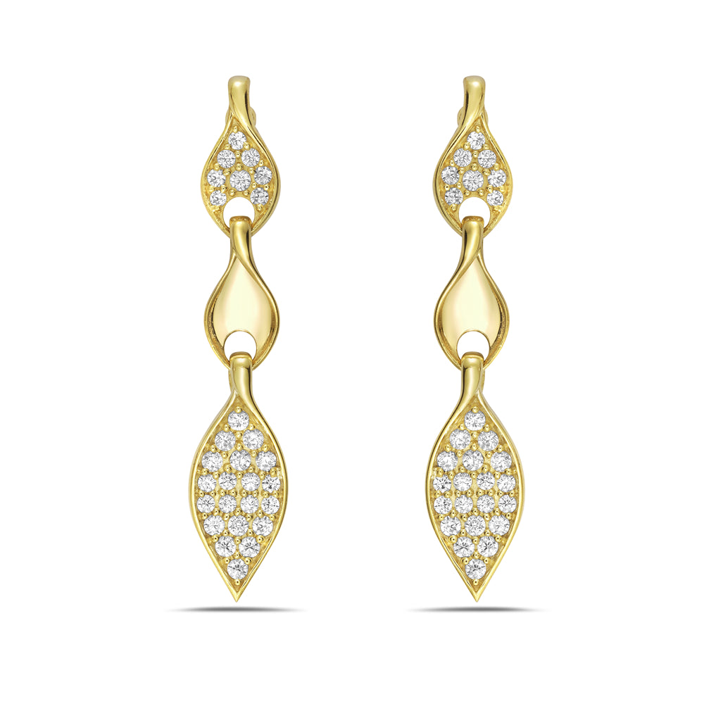 14k drop earrings with 56 round diamonds 0.33ct 5.5
