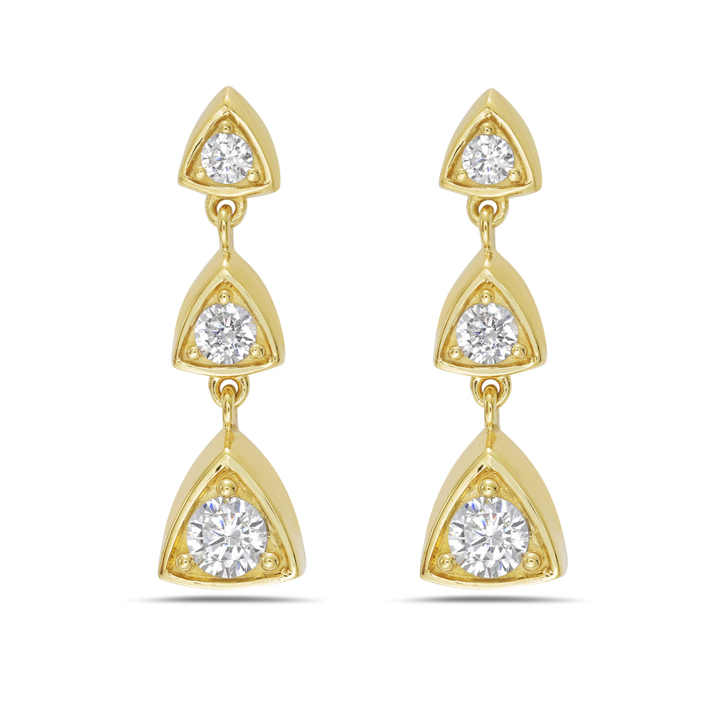 I4K drop earrings with 6 round diamonds 0.50ct tw 5.5