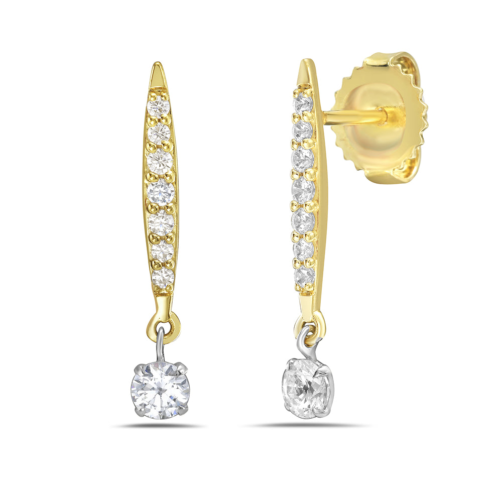 14K drop earrings with 16 diamonds 0.50ct tw 5.5
