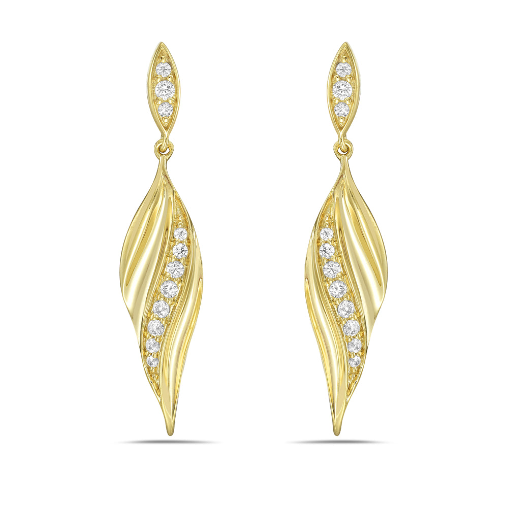 Diamond & Gold Swirl Drop Earrings