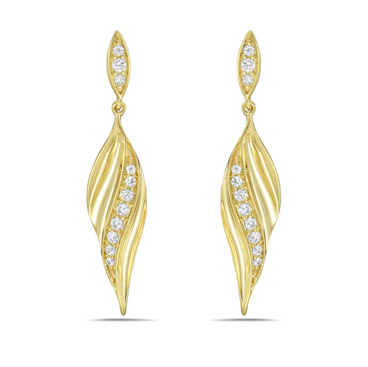 Swirl Drop Gold & Diamond Earrings