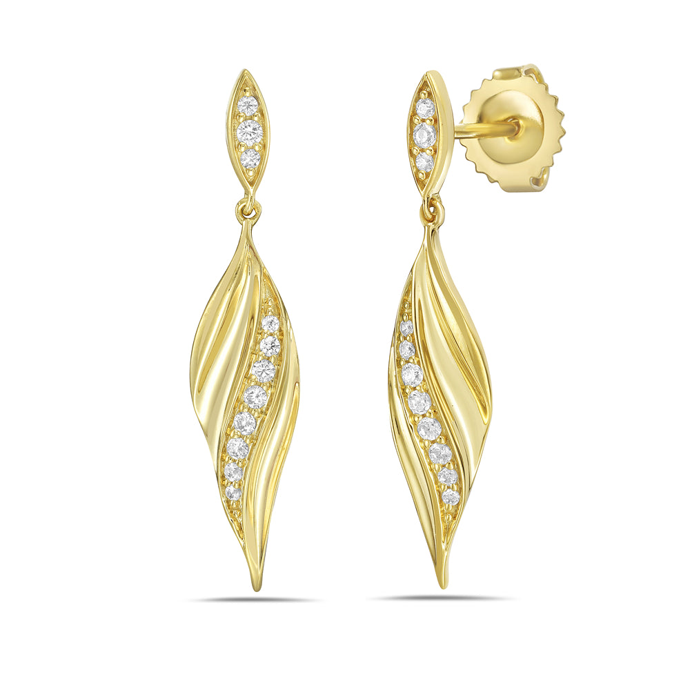 Diamond & Gold Swirl Drop Earrings
