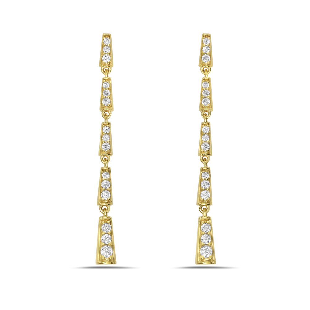 Five Sectioned Gold & Diamond Drop Earrings