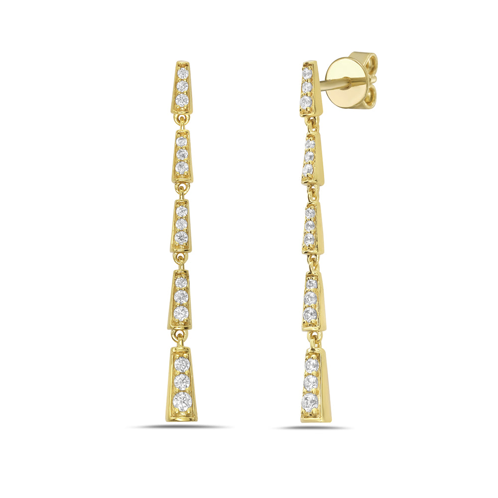 Five Sectioned Gold & Diamond Drop Earrings