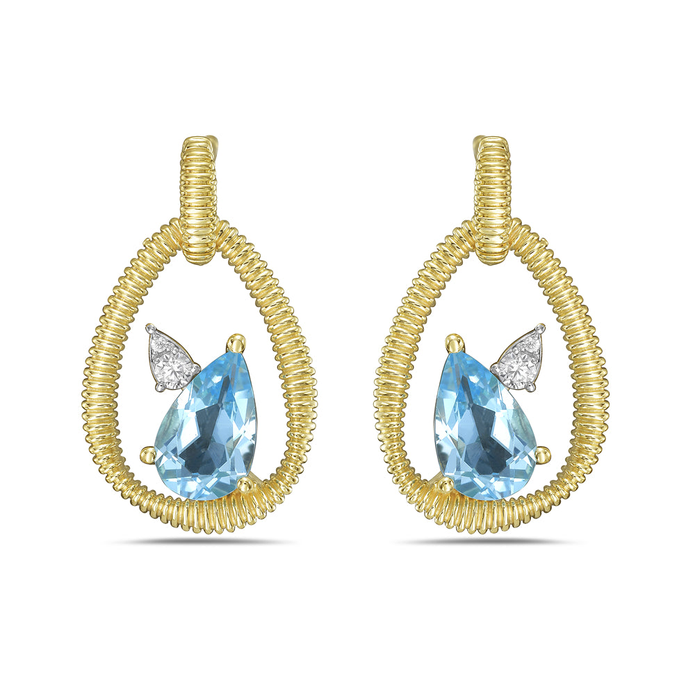 14KY earrings with blue topaz 1.84ct tw and diamonds 0.07ct tw 5.5