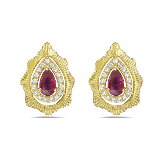14KY 2 rubies 0.52 ct tw and 34 diamonds 0.14ct tw 5.5