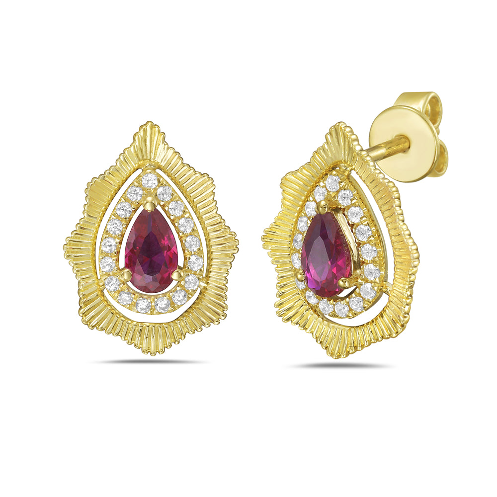 14KY 2 rubies 0.52 ct tw and 34 diamonds 0.14ct tw 5.5