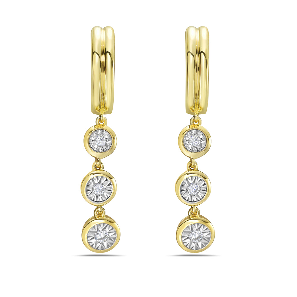14KWY drop earrings with 6 diamonds 0.13ct tw 5.5