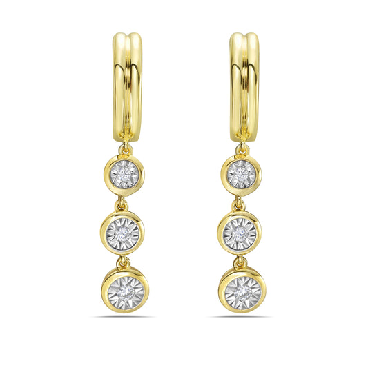 14KWY drop earrings with 6 diamonds 0.13ct tw 5.5