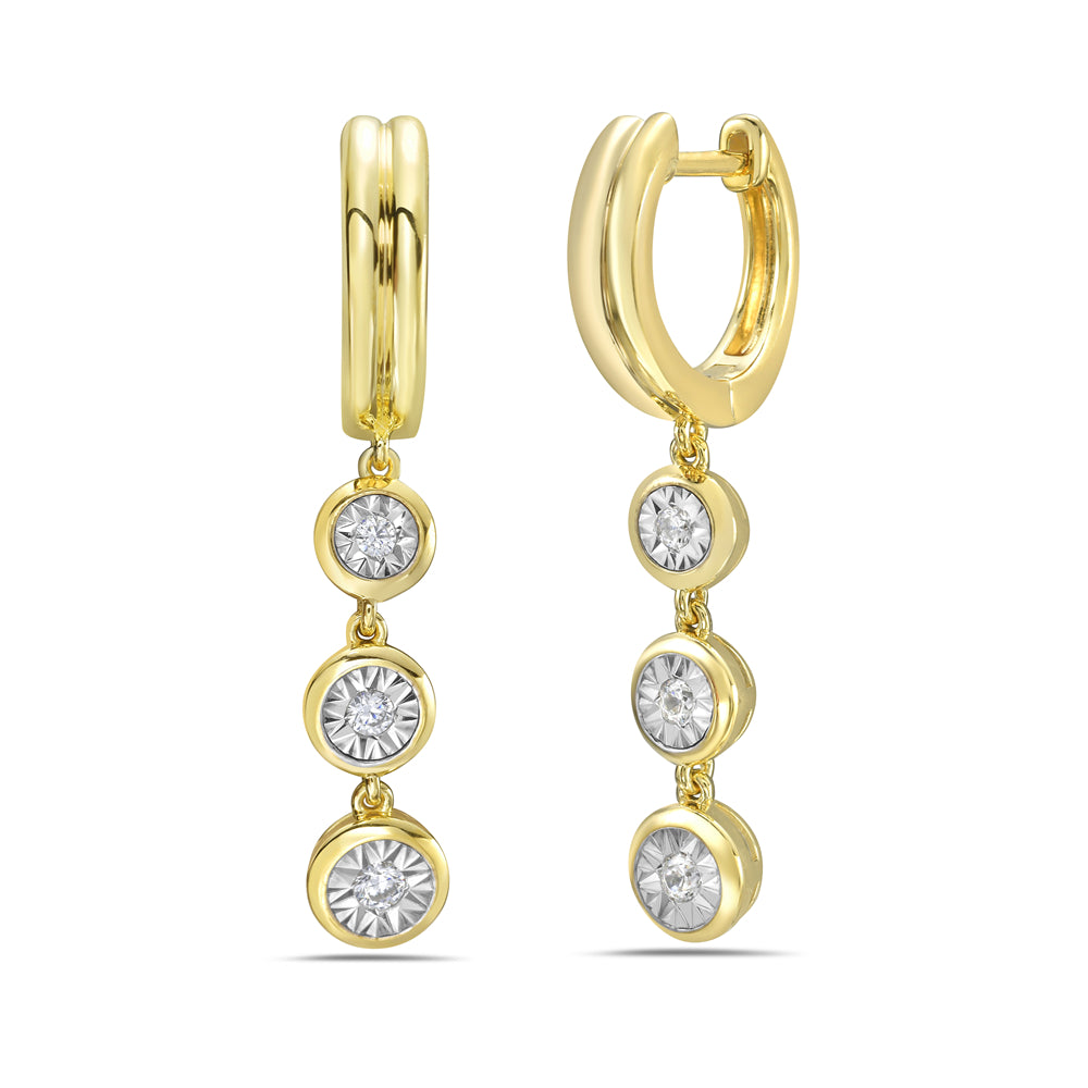 14KWY drop earrings with 6 diamonds 0.13ct tw 5.5