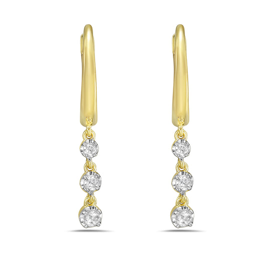 14Ky drop earring with 6 diamonds 0.18ct tw 5.5