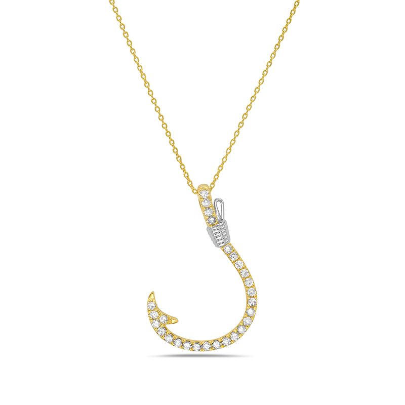 14k 22x15mm fishhook pendant with 27 diamonds 0.25ct on 18 inches chain 4.0