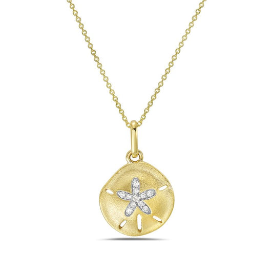 Sparkling Sand Dollar Gold & Diamond Pendant with Chain
