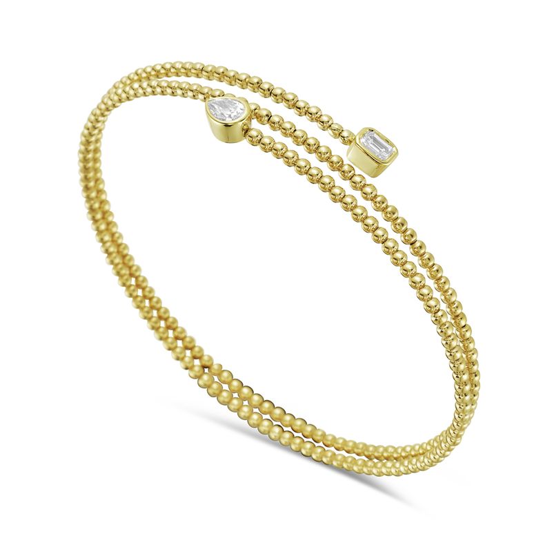 14KY 60mm bangle bracelet with 2 diamonds 0.42ct tw 4.4