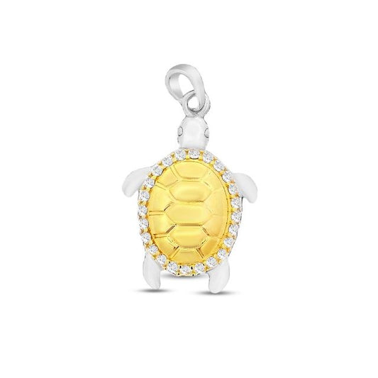 28mm x 19mm Sterling silver turtle pendant with gold plated body