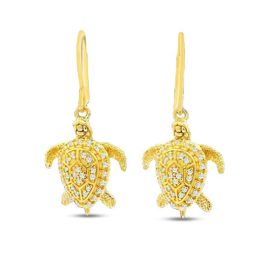 20mm x 11mm Sterling silver and gold plate turtle earrings