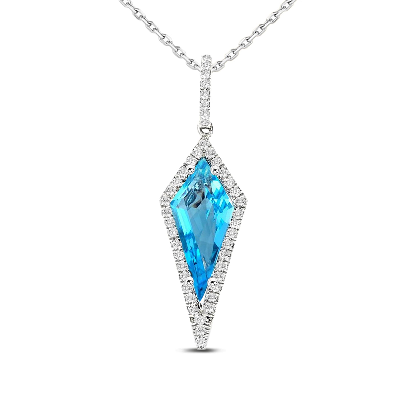 14K blue topaz kite pendant