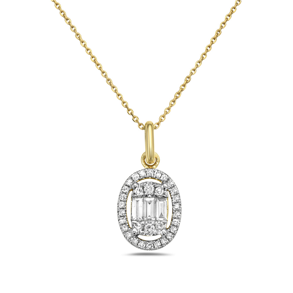 14K DIAMOND OVAL PENDANT ON 18 INCHES CHAIN